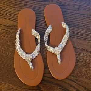 Braided Silver and Crystal Sandal
